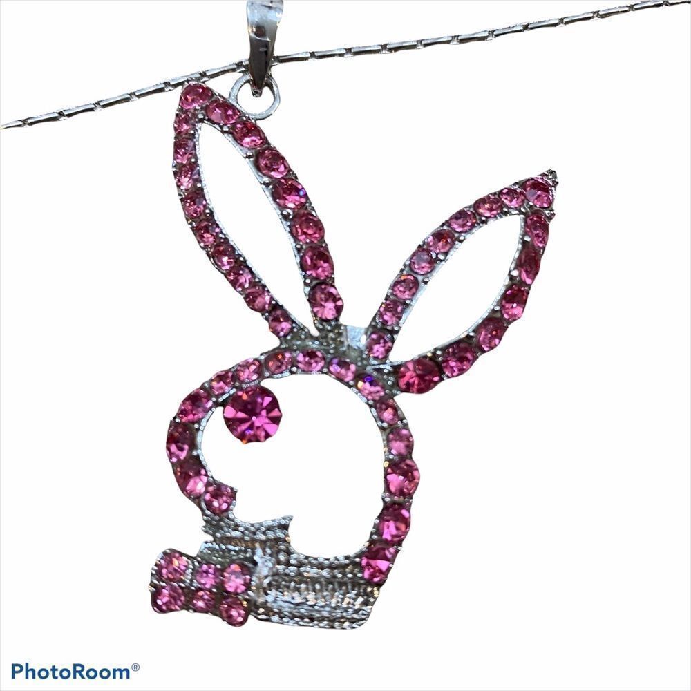 Brand‎ New Pink Rhinestone PlayBoy Bunny Necklace